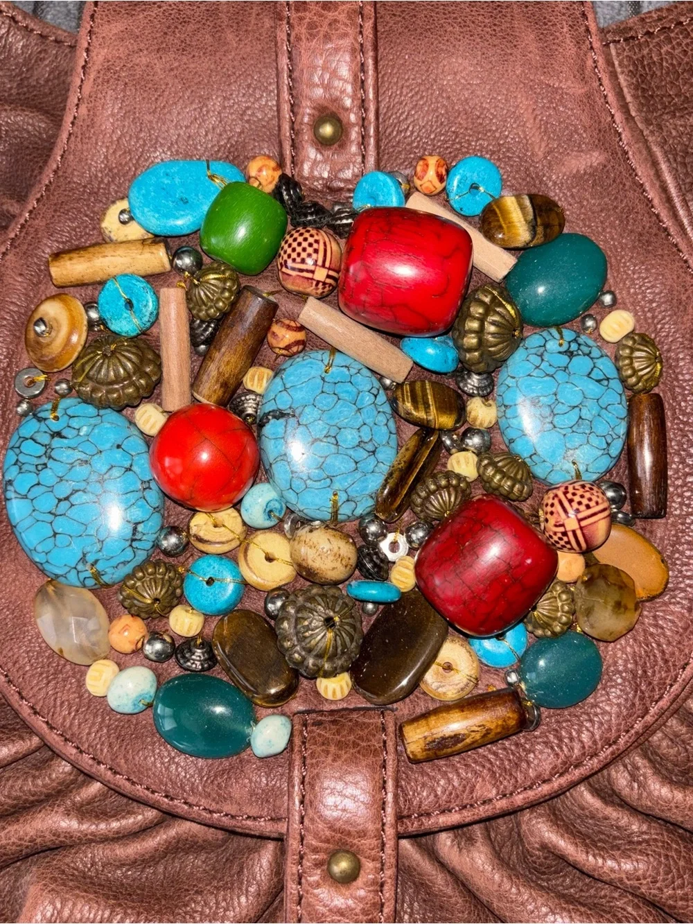 Cole Haan G Series Hobo Shoulder Bag Bead & Stones Embellished Boho Purse